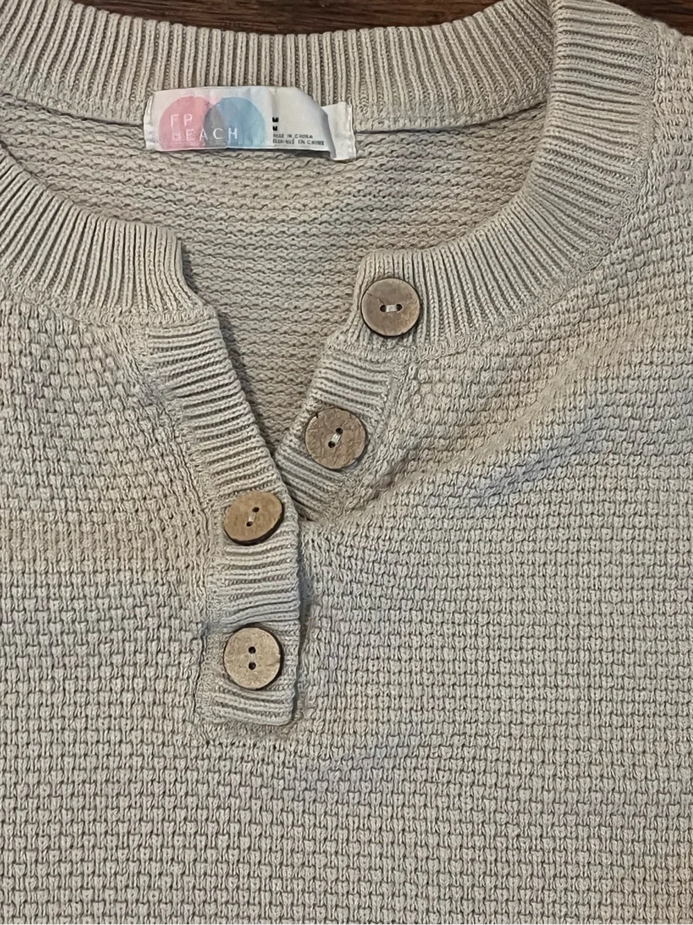 Free People Cream Button Knit Sweater Hailee sweater sage color